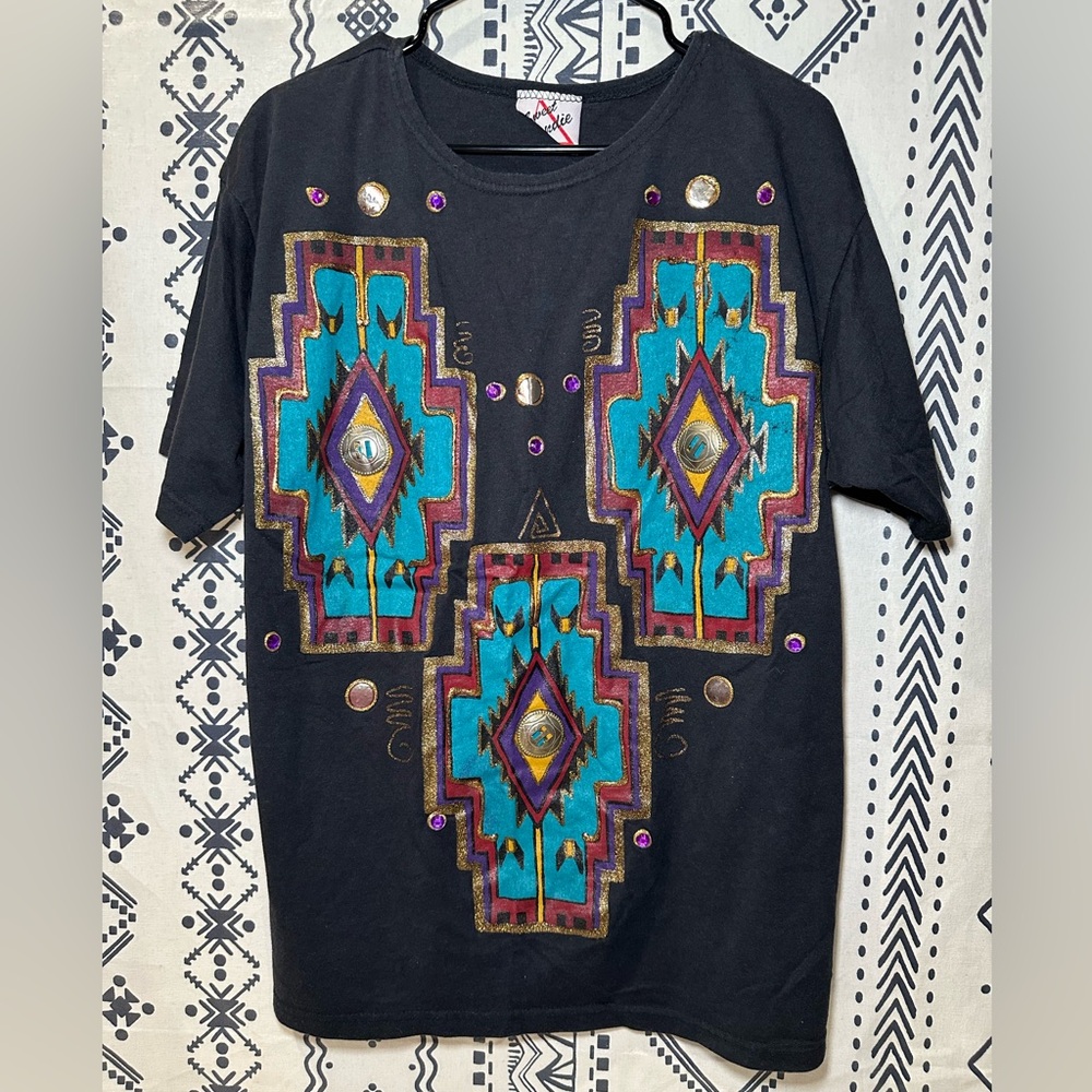 Vintage Handmade Embellished Boho Westerns Shirt by Sweet Blondie Ladies Size 1X